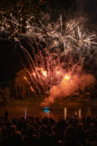 Fireworks at the riverfront in Grants Pass celebrating the fourth of July.