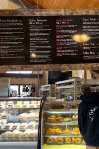 Babes bakery baked goods display case with assortment of treats