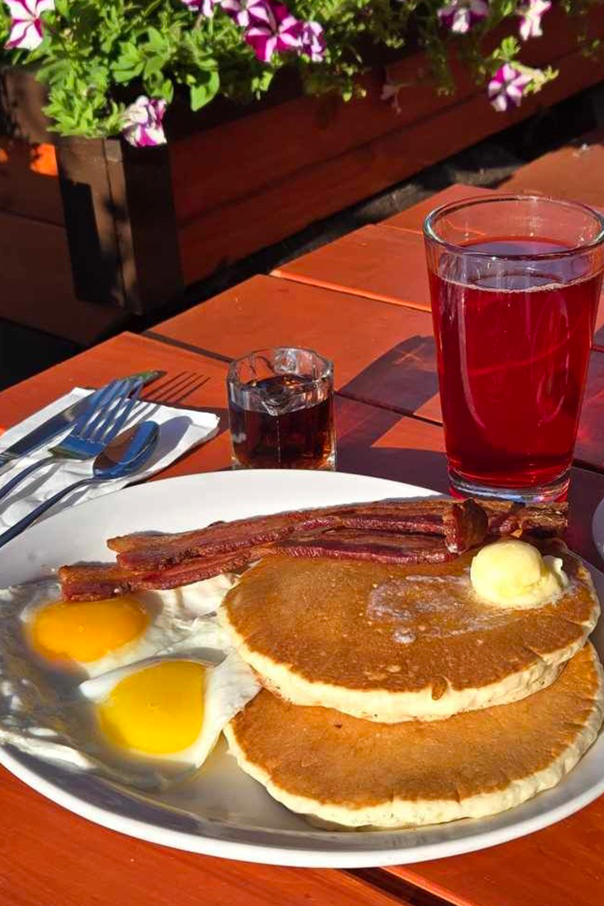 Wonder Bur brunch classic pancakes bacon and eggs