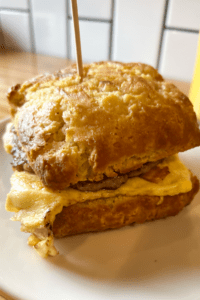 The Haul brunch sandwich with corn batter buns