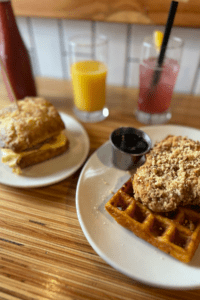 The Haul brunch chicken and waffles corn batter