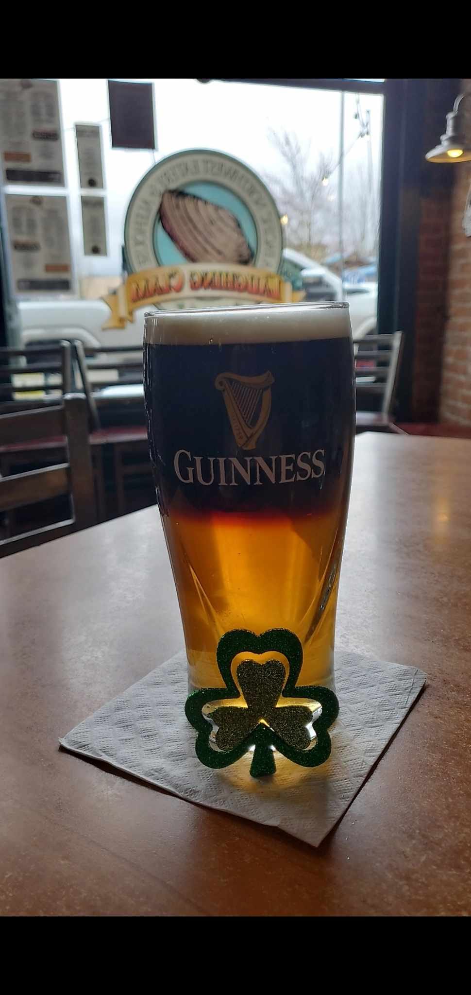 Laughing clam guiness beer