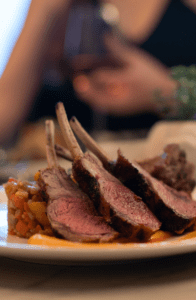 Partake Wine find dining rack of lamb