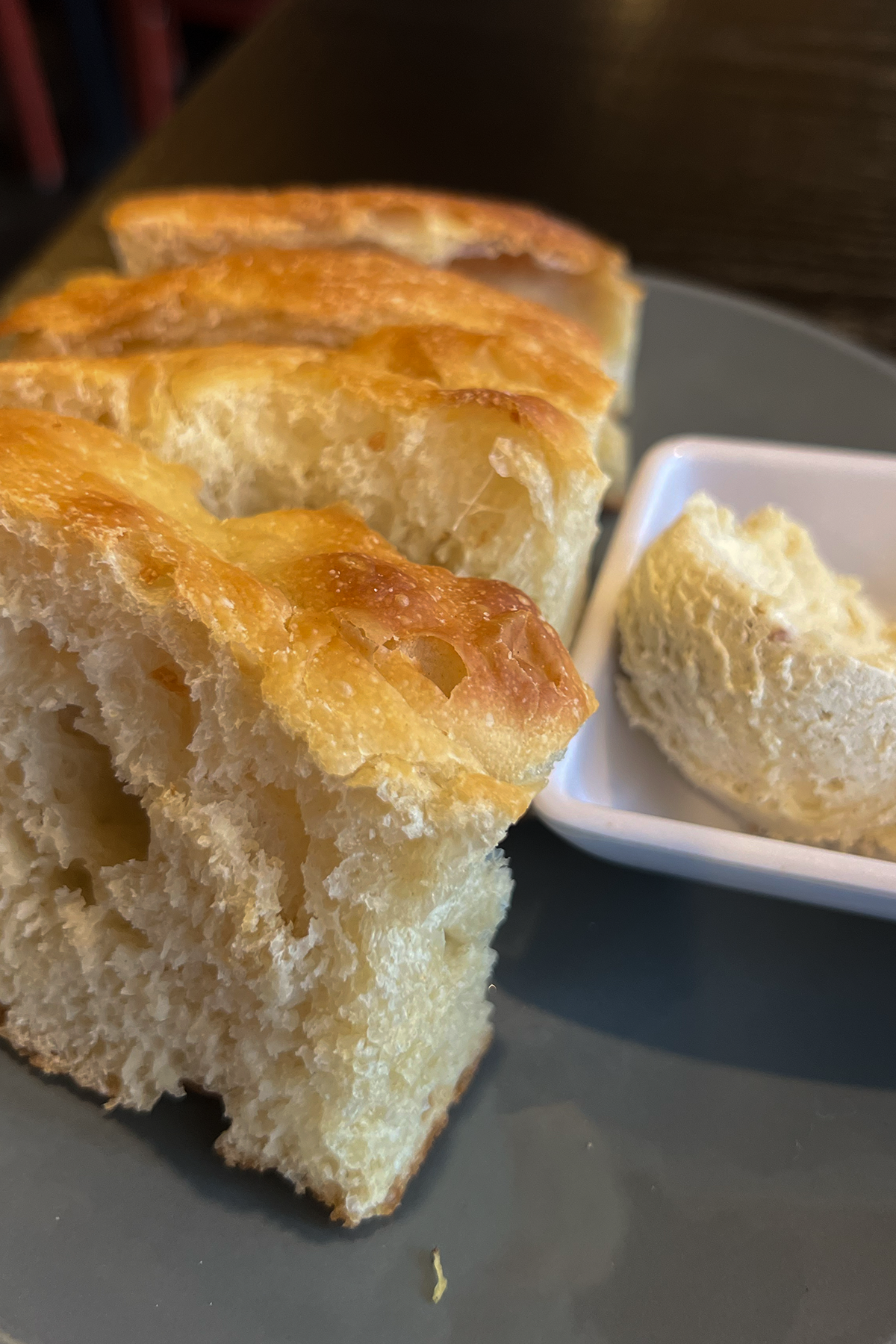 fresh focaccia bread at the Vine