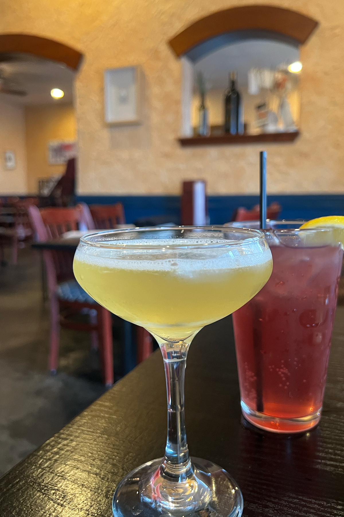 The Vine fine dining scotch cocktail and cherry mocktail