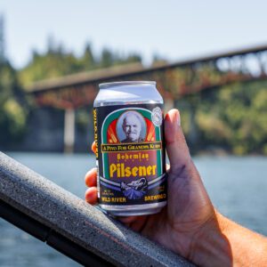 Wild River beer can pilsner